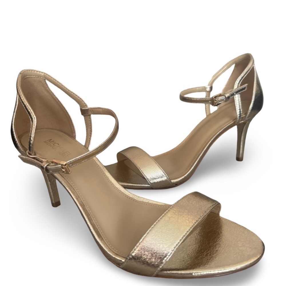Michael Kors Simone Mid Sandal Pale Gold Shoes Size 8